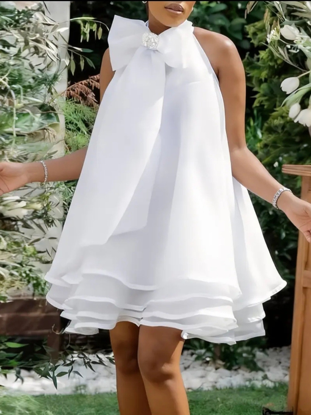 White Ruffle Mini Dress